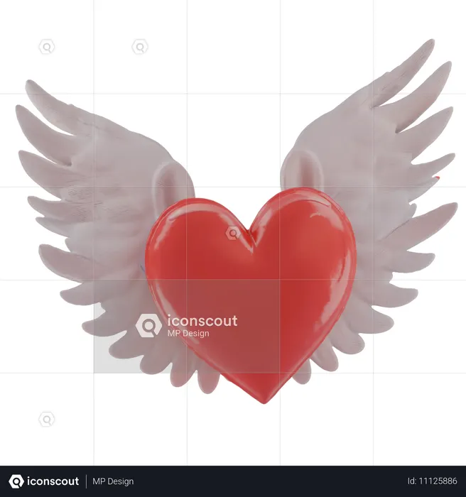 Heart With Wings  3D Icon