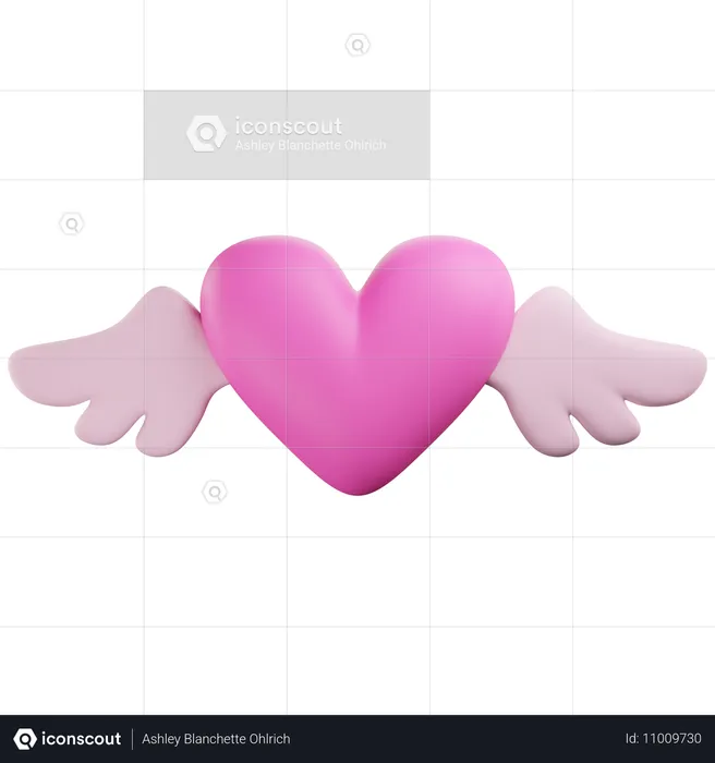 Heart With Wings  3D Icon