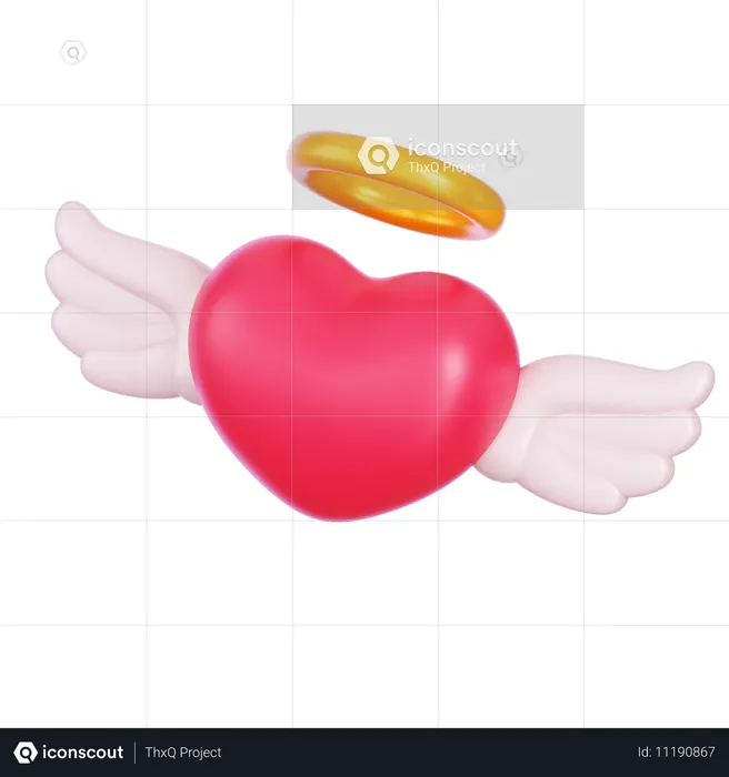 Heart with Wings  3D Icon