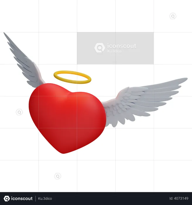 Premium Heart with wings 3D Icon download in PNG, OBJ or Blend format