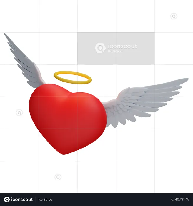 Heart with wings  3D Icon