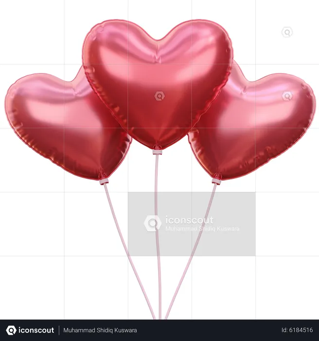 Hearts Balloon  3D Icon