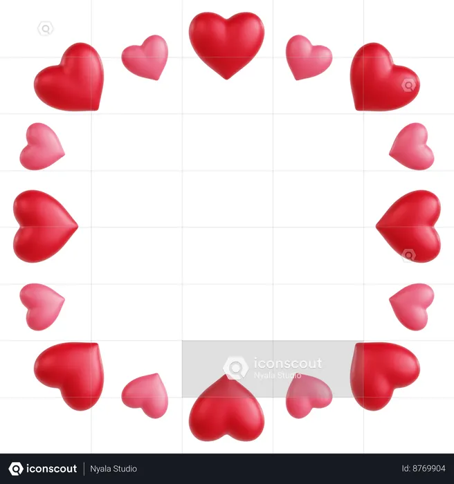 Hearts Frame Ornament  3D Icon