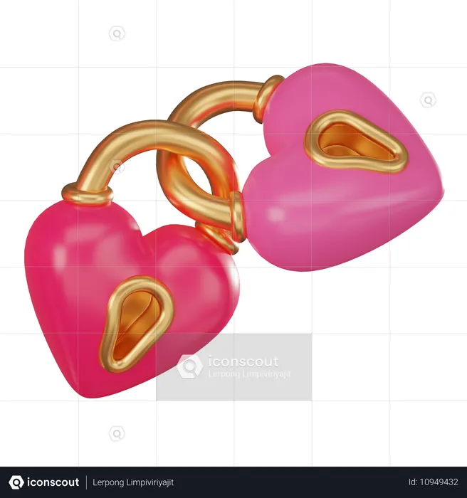 Hearts key lock  3D Icon