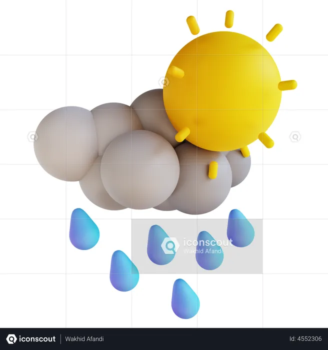 Heavy Rain And Sun  3D Illustration