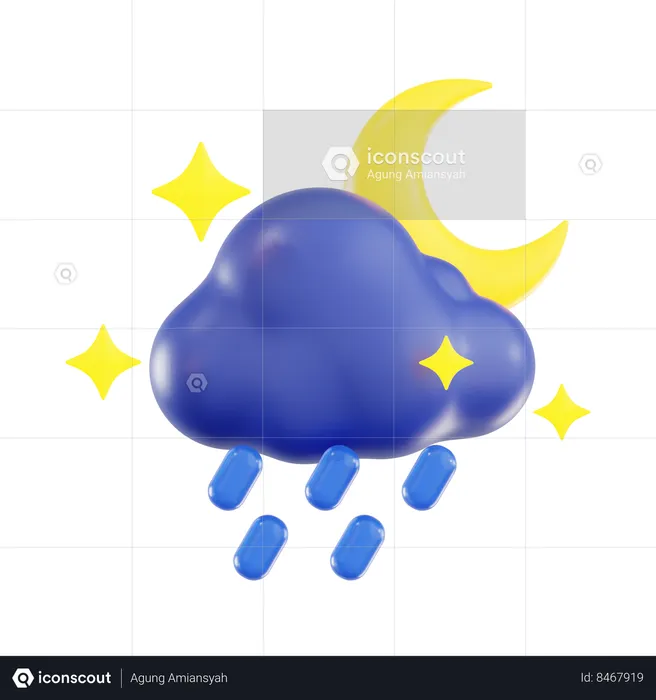 Heavy Rain At Night  3D Icon