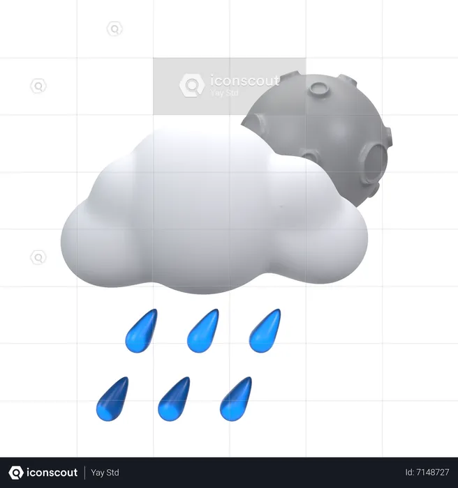 Heavy Rain At The Night  3D Icon