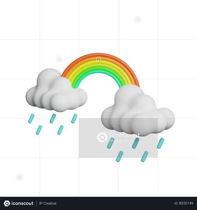 Heavy Rain with Rainbow  3D Icon