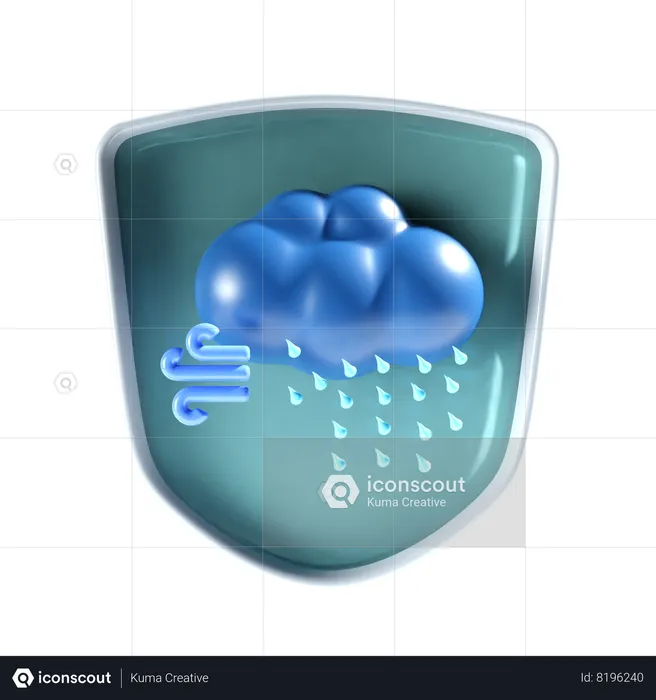 Heavy Rain with shield  3D Icon