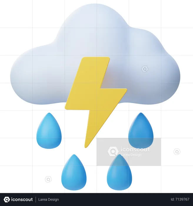 Heavy Raining And Thunder  3D Icon