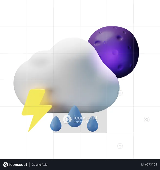 Heavy Thunderstorm Night  3D Icon