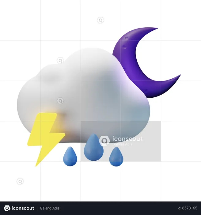 Heavy Thunderstorm Night  3D Icon