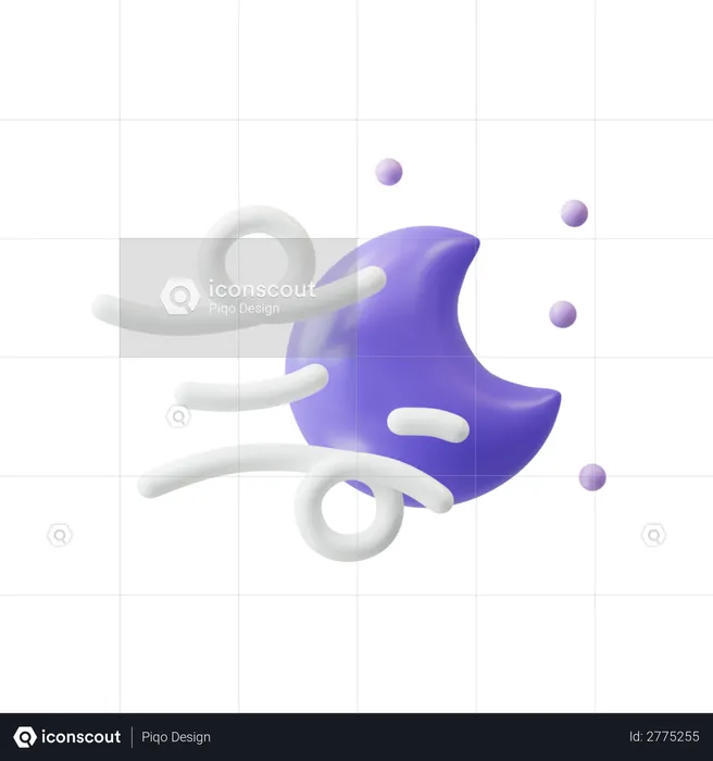 Heavy wind during night  3D Illustration