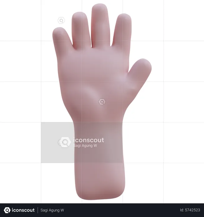 Hebt fünf Finger Handbewegung  3D Icon