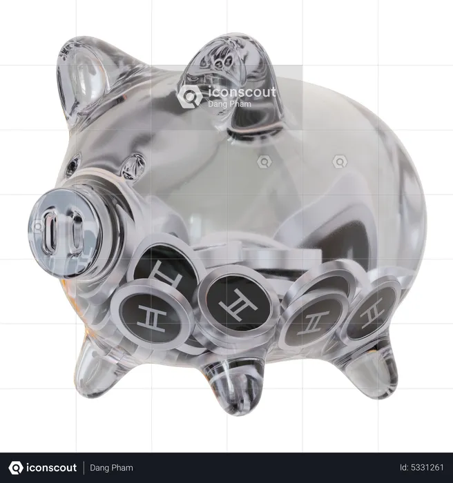 Hedera (HBAR) Clear Glass Piggy Bank  3D Icon
