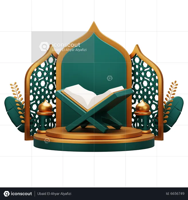 Heiliger Koran auf dem Podium  3D Icon
