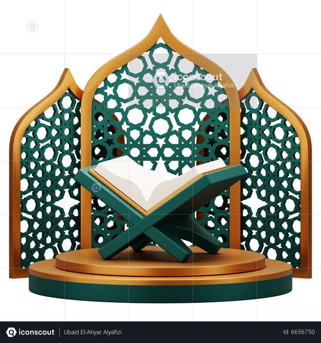 Heiliger Koran auf dem Podium  3D Illustration