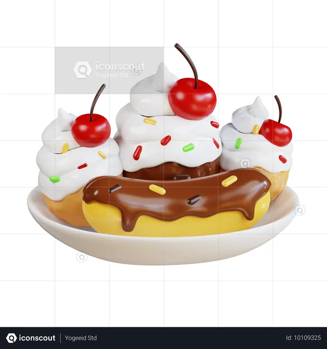 Helado de banana split  3D Icon
