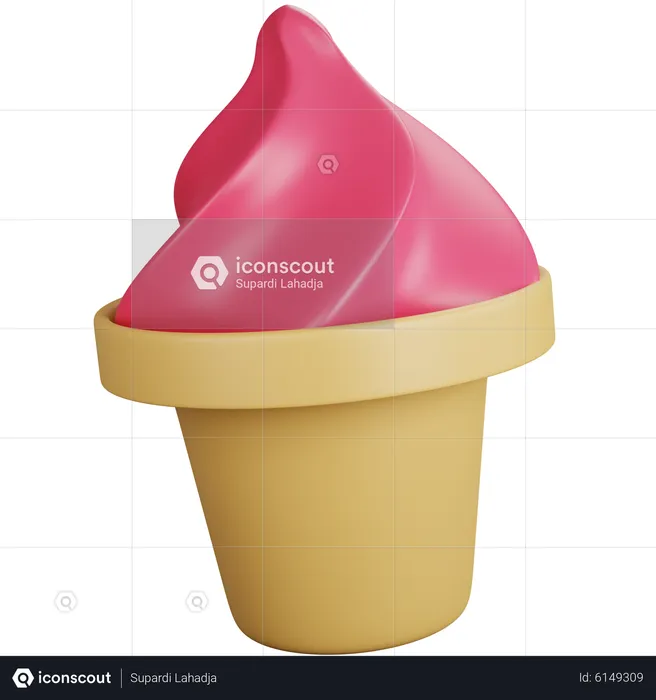 Helado de fresa  3D Icon