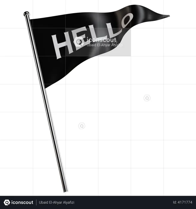 Hello Flag  3D Illustration