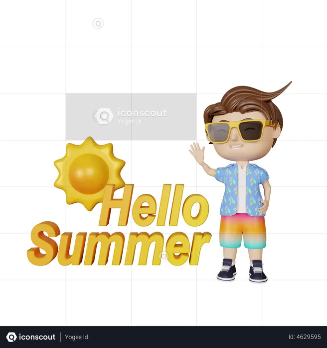 Hello Summer  3D Illustration