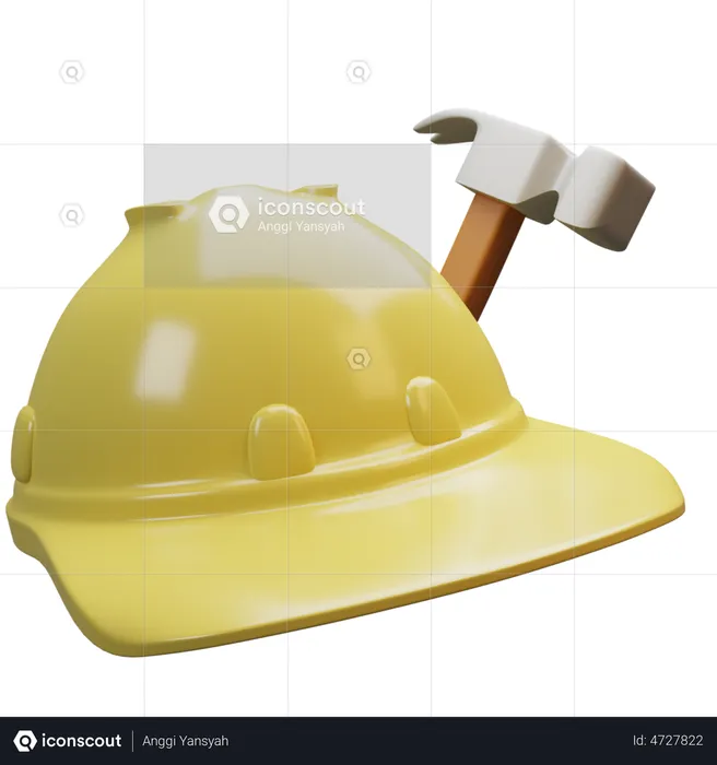 Helmet And Hammer  3D Illustration