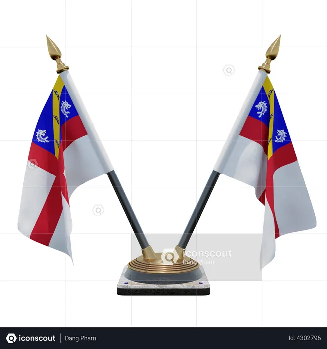 Doppelter Tischflaggenständer von Herm Flag 3D Icon