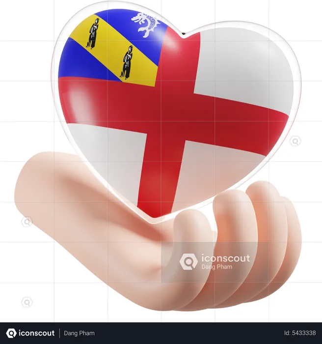 Herm Flag Heart Hand Care Flag 3D Icon