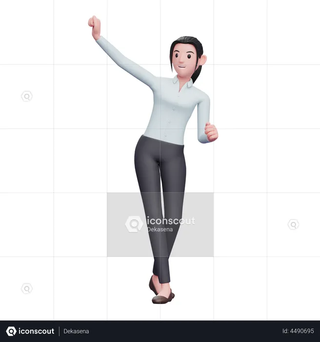 Mujer de negocios celebrando la victoria  3D Illustration