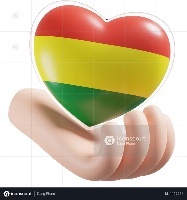 Herz, Hand, Pflege, Flagge, Bolivien Flag 3D Icon