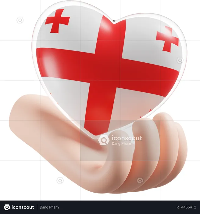 Herz, Hand, Pflege, Flagge, Von, Georgien Flag 3D Icon