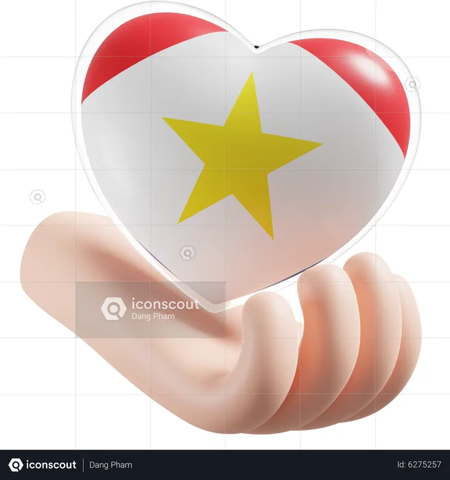 Herz Hand Pflege Flagge von Saba Flag 3D Icon