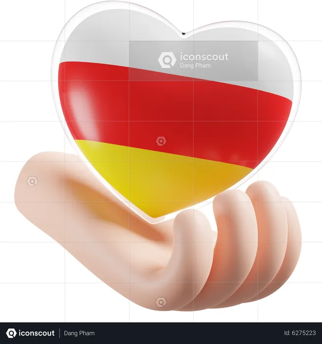 Herz Hand Pflege Flagge von Südossetien Flag 3D Icon