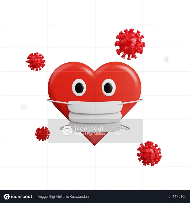 Herz mit Gesichtsmaske  3D Icon