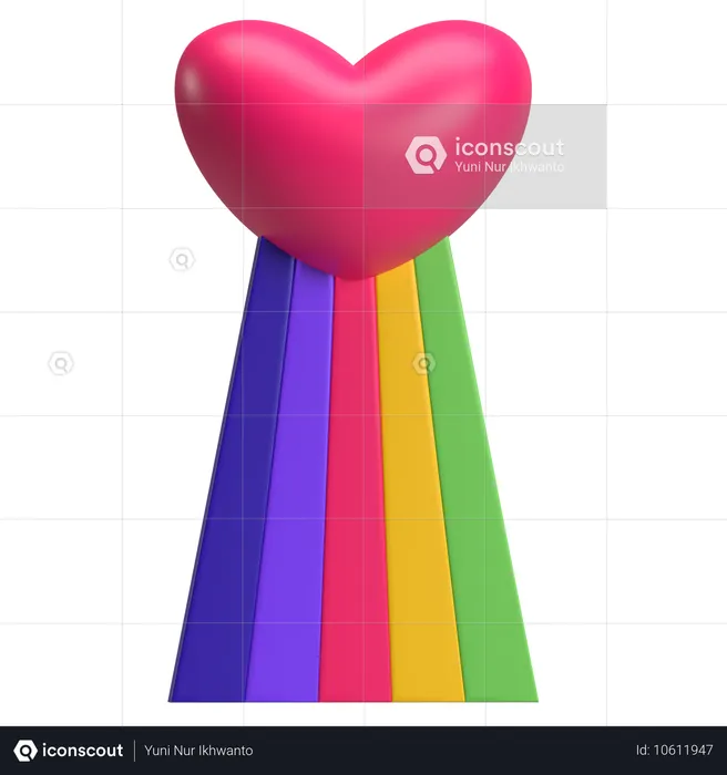 Herz mit Regenbogen  3D Icon