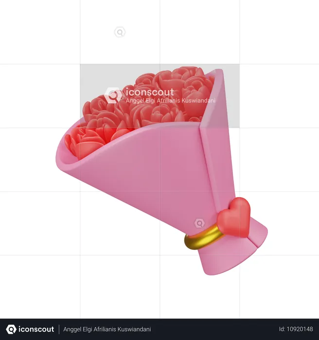 Herzförmiger Blumenstrauß  3D Icon