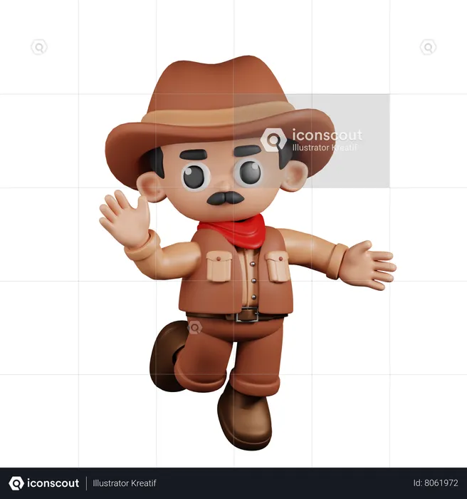 Joyeux cow-boy  3D Illustration