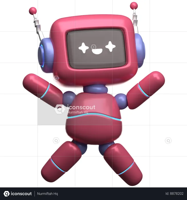 Robot heureux  3D Illustration