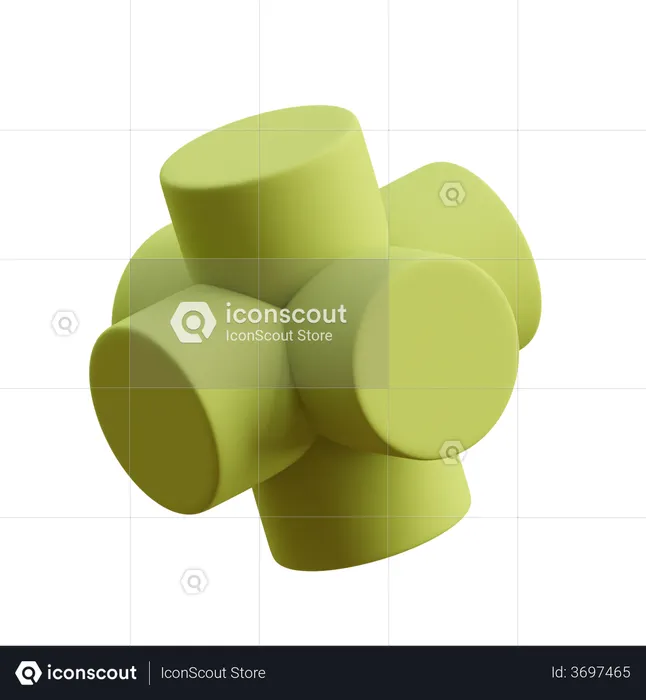 Hexa Cylinders  3D Icon