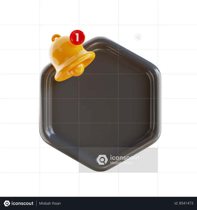 Hexagon Notification  3D Icon