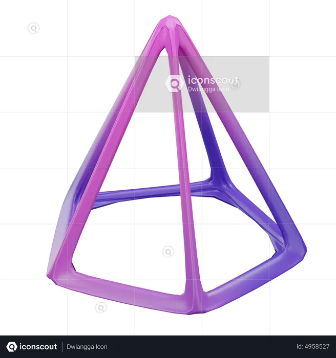 Hexagonal pyramid wireframe  3D Icon