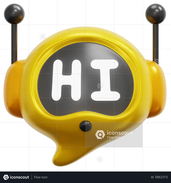 Hi Chat Bot  3D Icon
