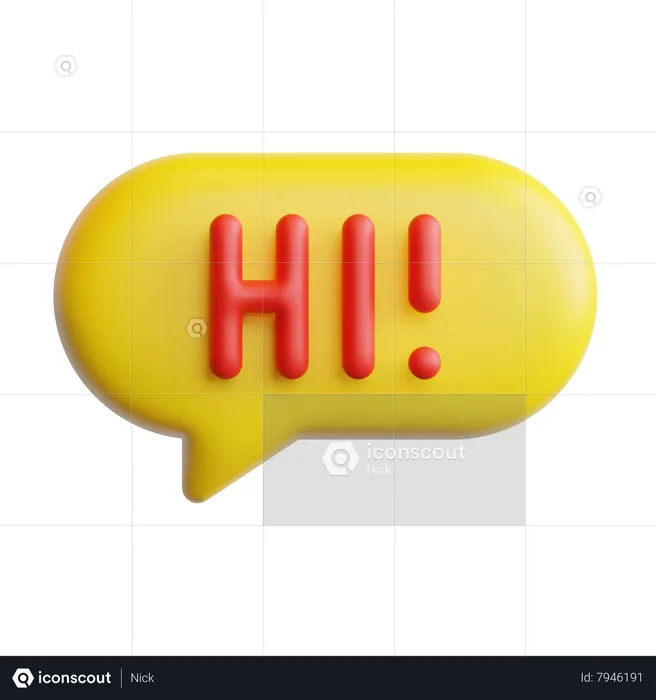 Hi Message Emoji 3D Icon