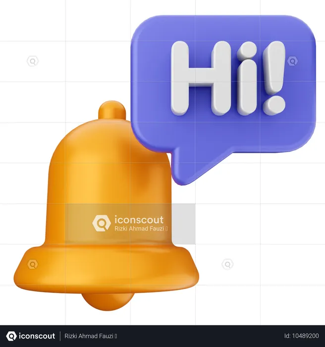 Hi Notification Bell  3D Icon