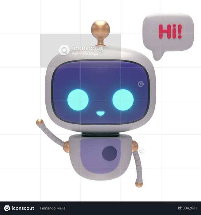 Hi! Notification by robot  3D Illustration
