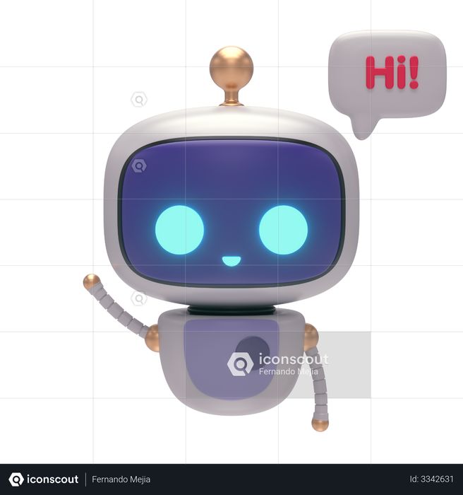 Hi! Notification by robot 3D Illustration