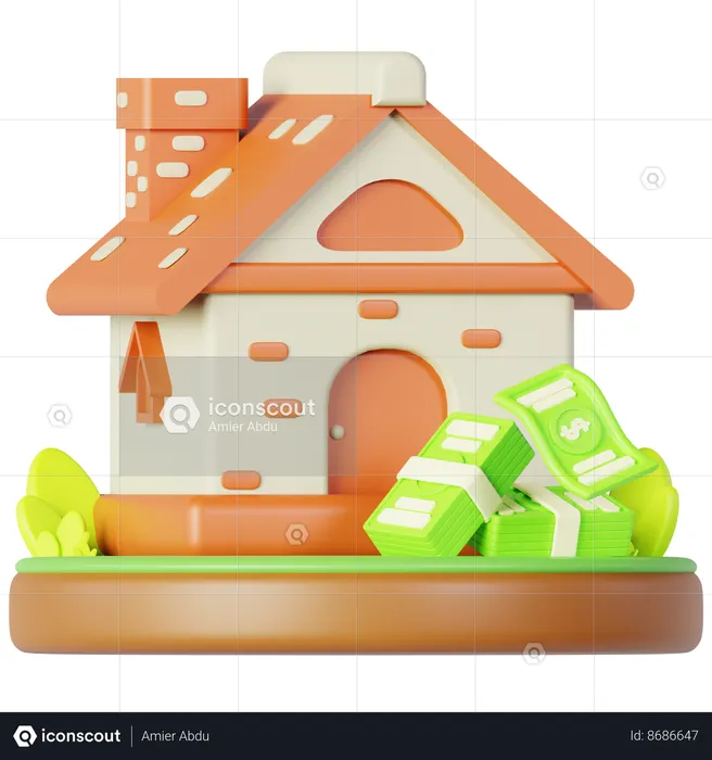 Investissements dans des maisons élevées  3D Icon