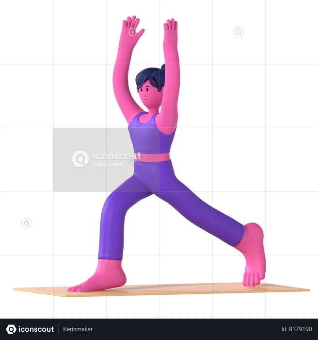 High Lunge Pose  3D Icon