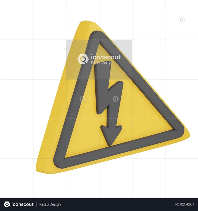 High Voltage Electricity Sign  3D Icon