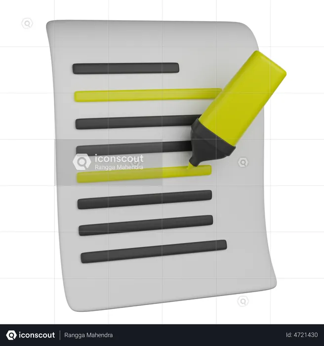 Highlighter Marking On Paper  3D Illustration